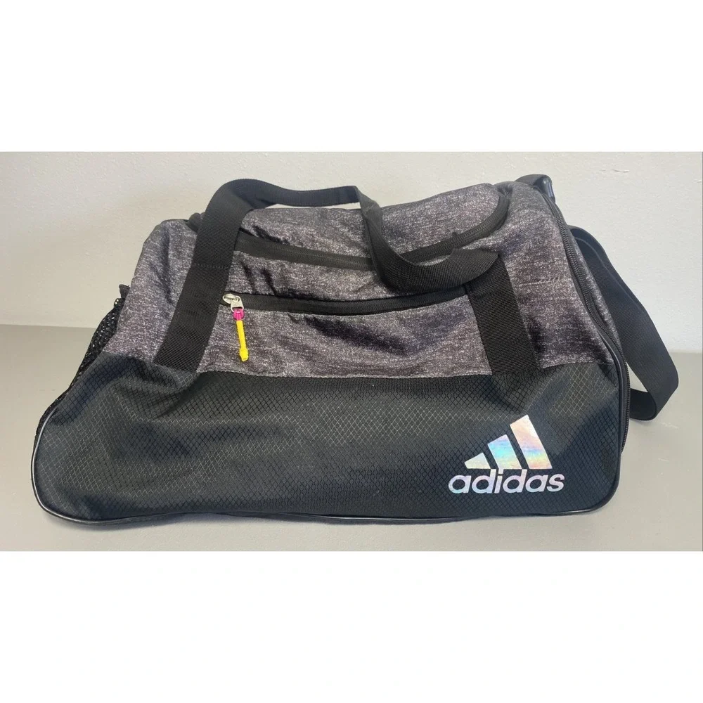 Adidas Squad Duffel Bag Black/Pink Zip Gym Sport Womens